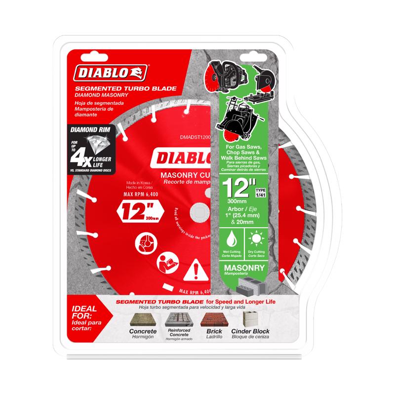 Diablo 12 in. D X 1 in. Diamond Turbo Rim Masonry Cut-Off Disc
