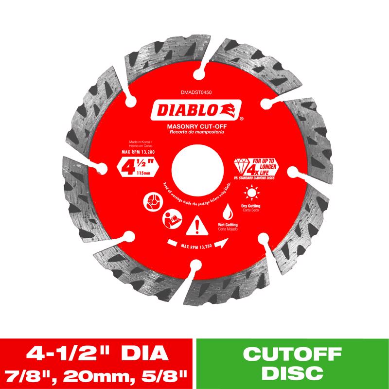 Diablo 4-1/2 in. D X 7/8 in. Diamond Segmented Turbo Masonry Cut-Off Disc