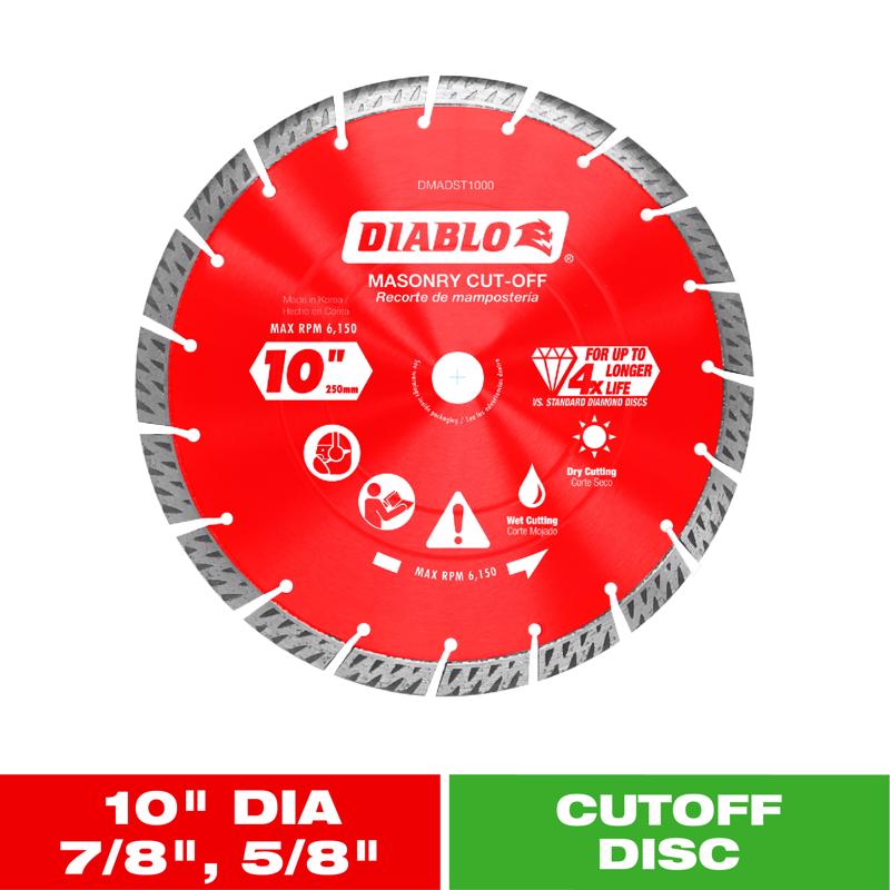 Diablo 10 in. D X 1 in. Diamond Turbo Rim Masonry Cut-Off Disc