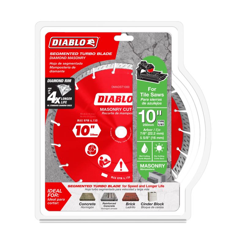 Diablo 10 in. D X 1 in. Diamond Turbo Rim Masonry Cut-Off Disc