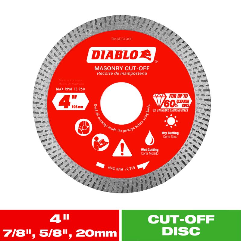 Diablo 4 in. D X 7/8 in. Diamond Masonry Cut-Off Disc
