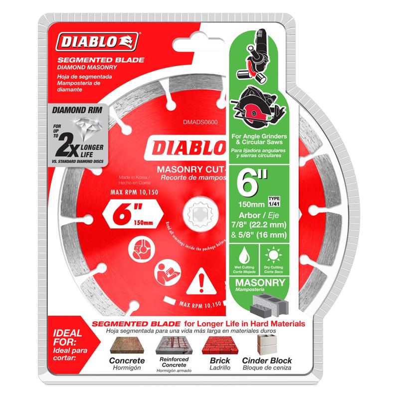 Diablo 6 in. D X 7/8 in. Diamond Masonry Cut-Off Disc