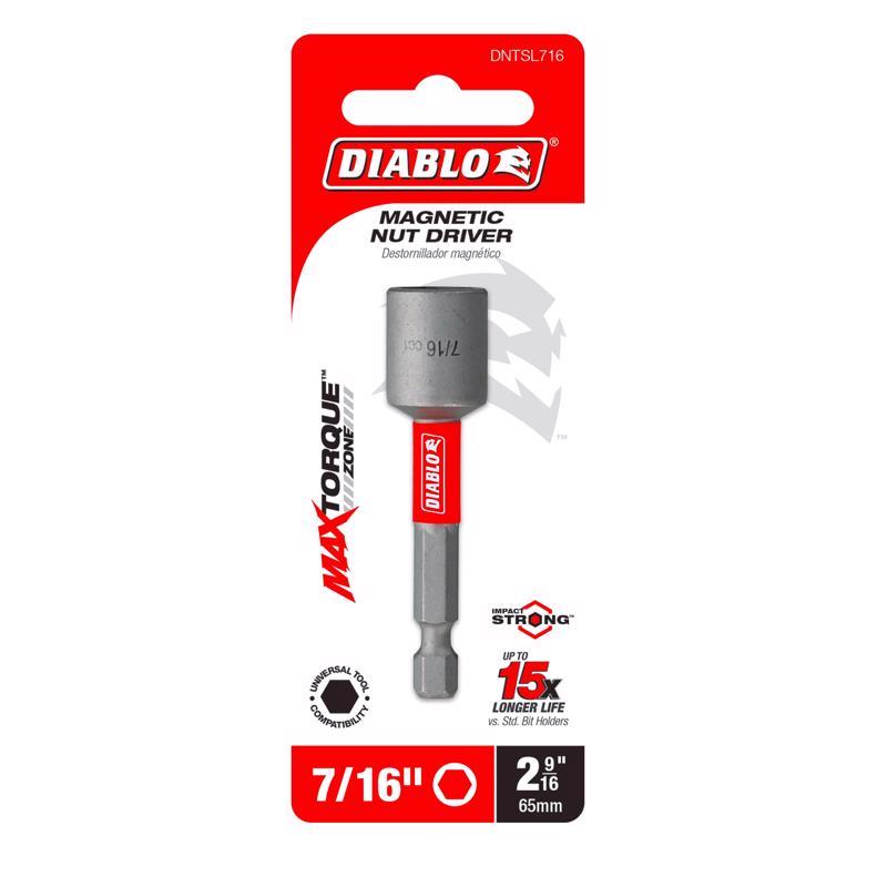 Diablo 7/16 in. X 2-9/16 in. L Black Oxide Magnetic Nut Setter