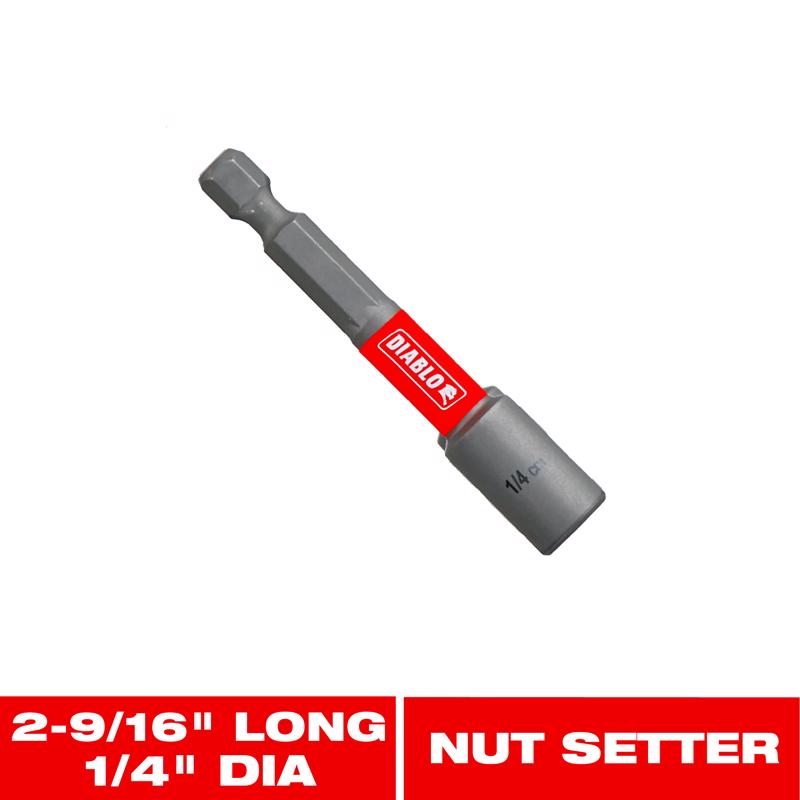 Diablo 1/4 in. X 2-9/16 in. L Black Oxide Magnetic Nut Setter