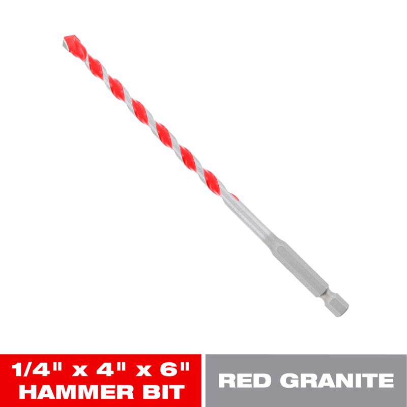 Diablo SPEEDemon 1/4 in. X 6 in. L Carbide Red Granite Hammer Drill Bit Hex Shank