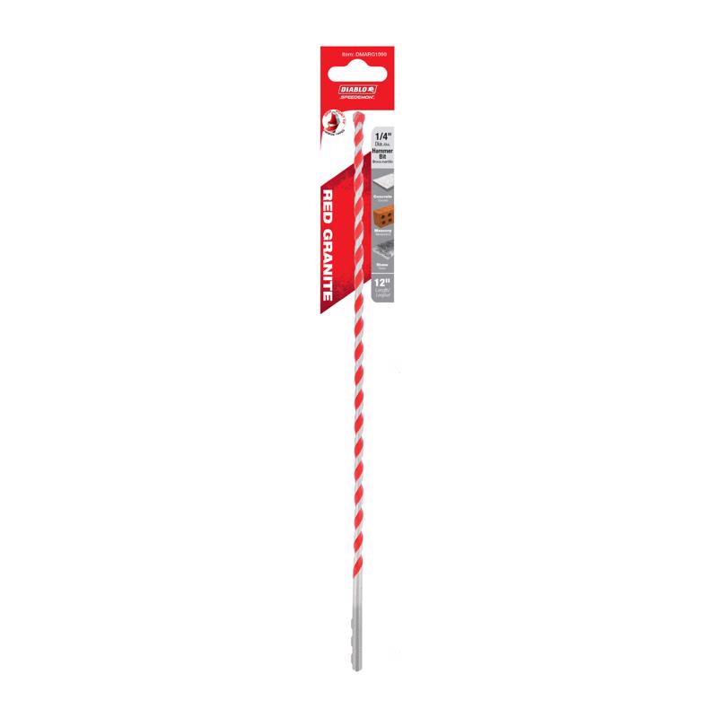 Diablo Speedemon 1/4 in. X 6 in. L Carbide Tipped Red Granite Hammer Drill Bit Hex Shank 5 pk