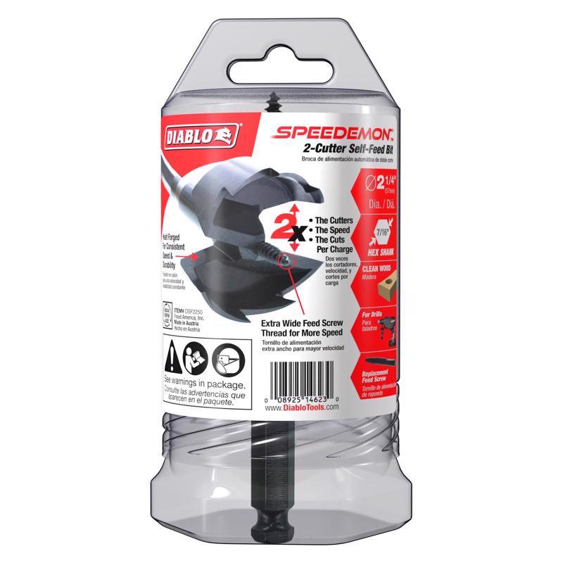Diablo Speedemon 2-1/4 in. X 5-1/8 in. L Steel Self-Feed Bit Hex Shank