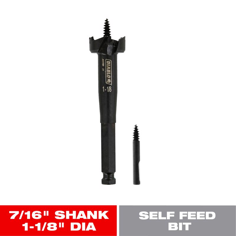 Diablo 1-1/8 in. X 5-1/8 in. L Steel Self-Feed Bit Hex Shank