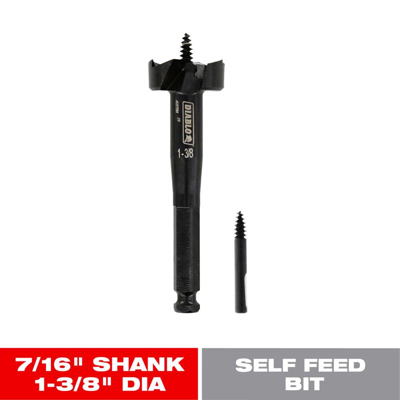Diablo 1-3/8 in. X 5-1/8 in. L Steel Self-Feed Bit Hex Shank