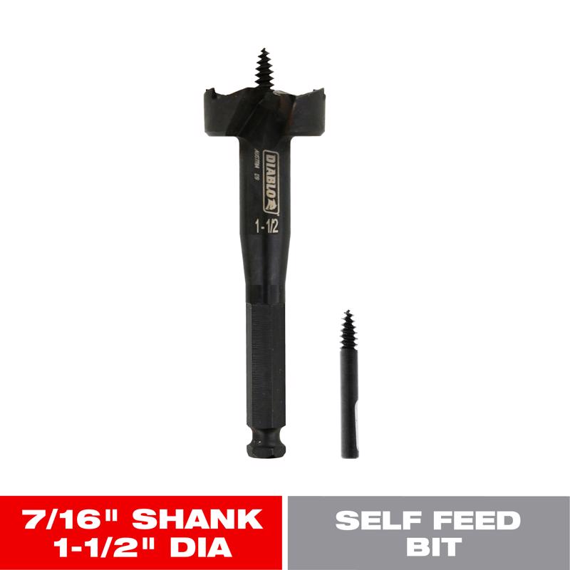 Diablo 1-1/2 in. X 5-1/8 in. L Steel Self-Feed Bit Hex Shank