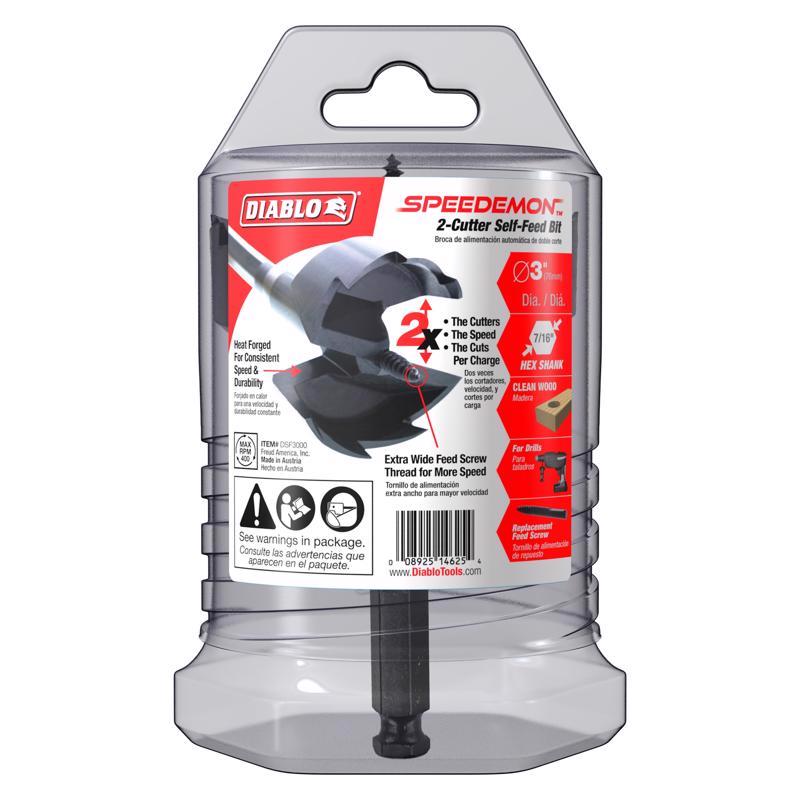 Diablo Speedemon 3 in. X 5-1/8 in. L Steel Self-Feed Bit Hex Shank