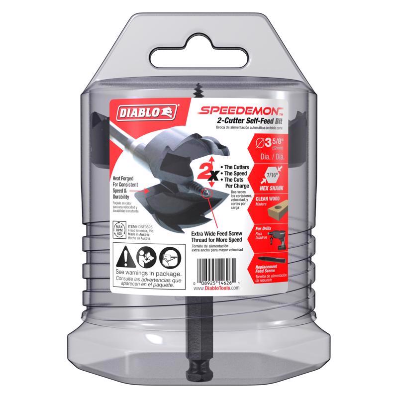 Diablo Speedemon 3-5/8 in. X 5-1/8 in. L Steel Self-Feed Bit Hex Shank