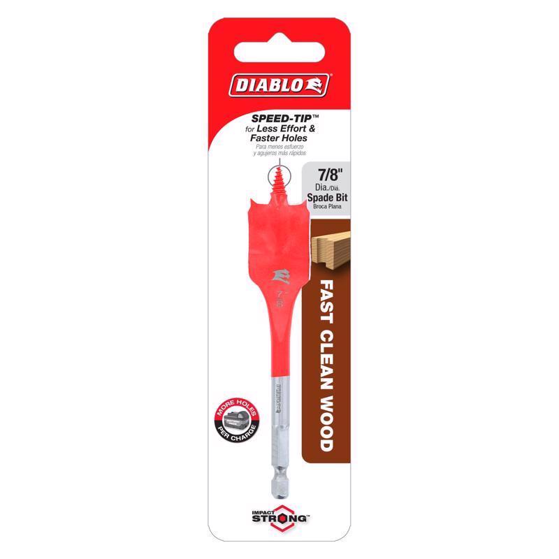 Diablo 7/8 in. X 4 in. L High Speed Steel Clean Wood Spade Bit Hex Shank