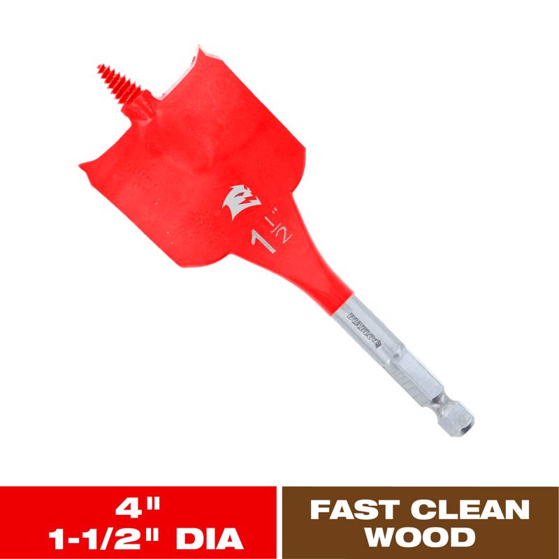 Diablo 1-1/2 in. X 4 in. L High Speed Steel Clean Wood Spade Bit Hex Shank
