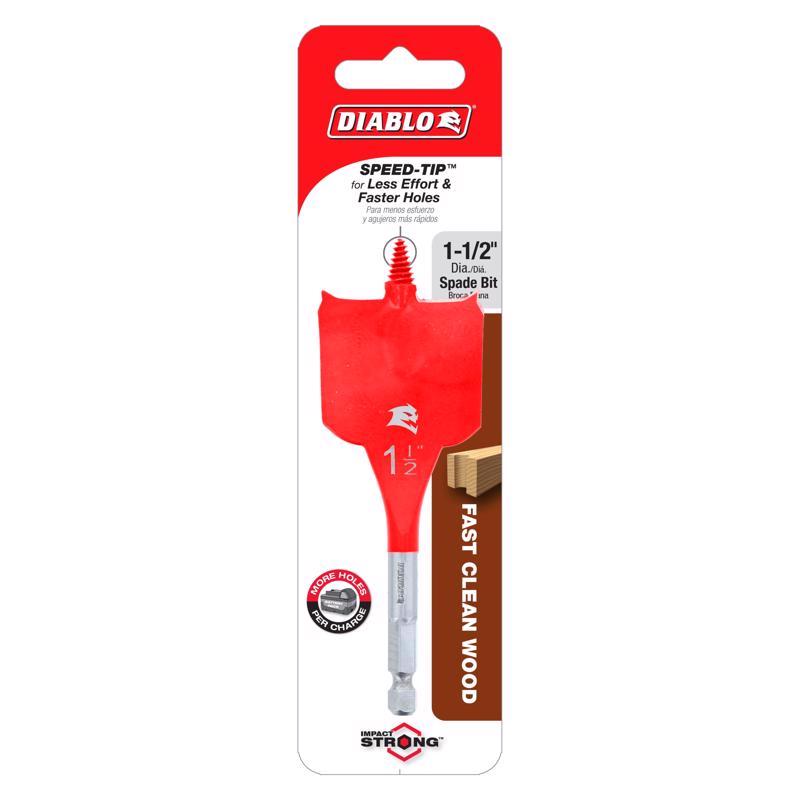 Diablo 1-1/2 in. X 4 in. L High Speed Steel Clean Wood Spade Bit Hex Shank
