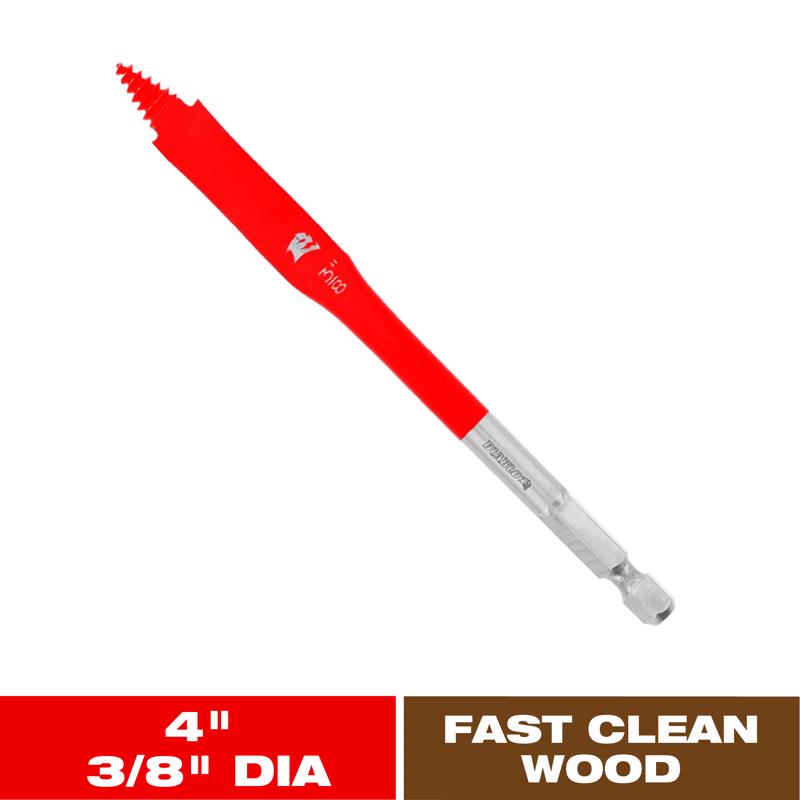 Diablo 3/8 in. X 4 in. L High Speed Steel Clean Wood Spade Bit Hex Shank