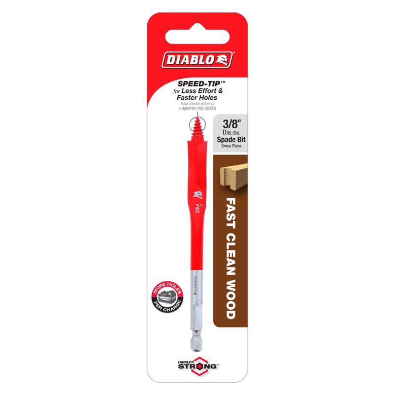 Diablo 3/8 in. X 4 in. L High Speed Steel Clean Wood Spade Bit Hex Shank