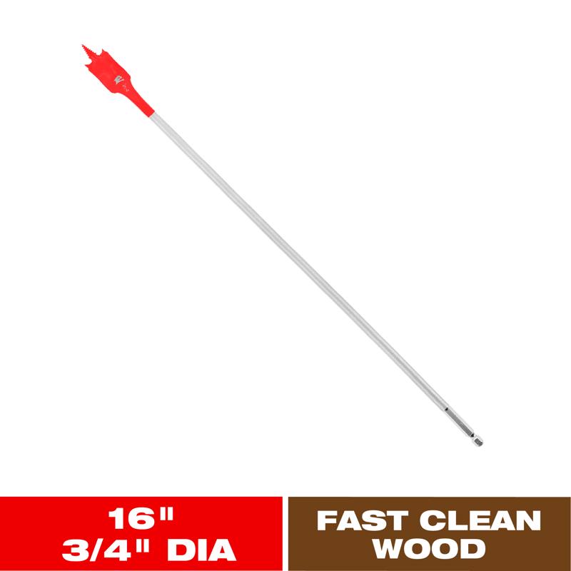 Diablo 3/4 in. X 16 in. L High Speed Steel Clean Wood Spade Bit Hex Shank
