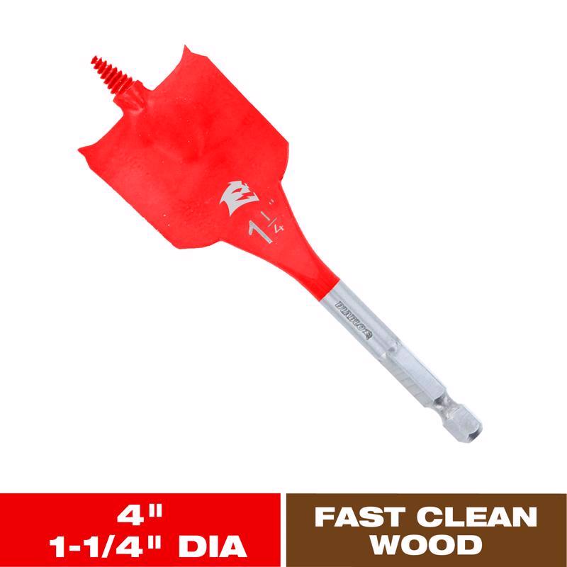 Diablo 1-1/4 in. X 4 in. L High Speed Steel Clean Wood Spade Bit Hex Shank