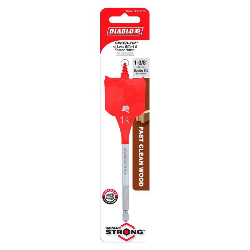 Diablo 1-3/8 in. X 6 in. L High Speed Steel Clean Wood Spade Bit Hex Shank