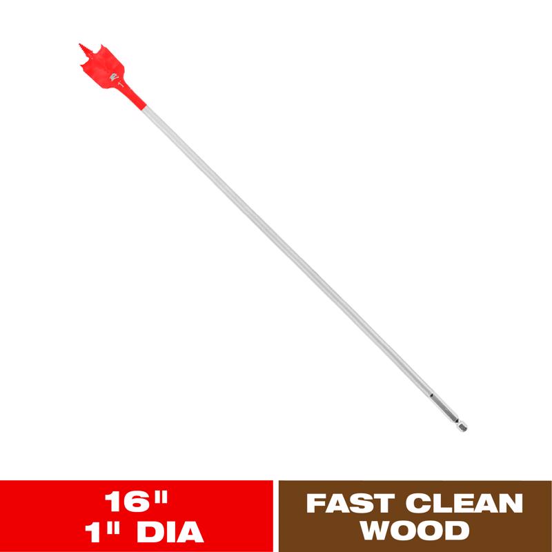 Diablo 1 in. X 16 in. L High Speed Steel Clean Wood Spade Bit Hex Shank