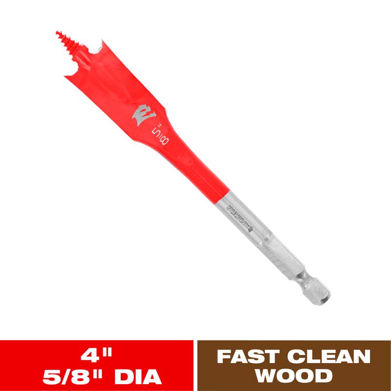 Diablo 5/8 in. X 4 in. L High Speed Steel Clean Wood Spade Bit Hex Shank