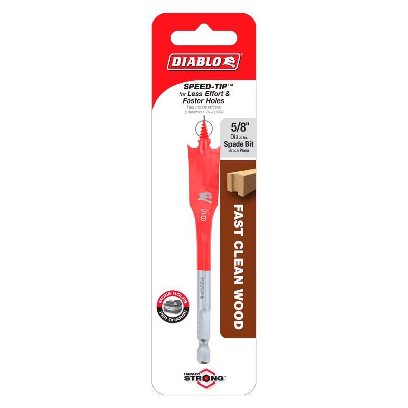 Diablo 5/8 in. X 4 in. L High Speed Steel Clean Wood Spade Bit Hex Shank