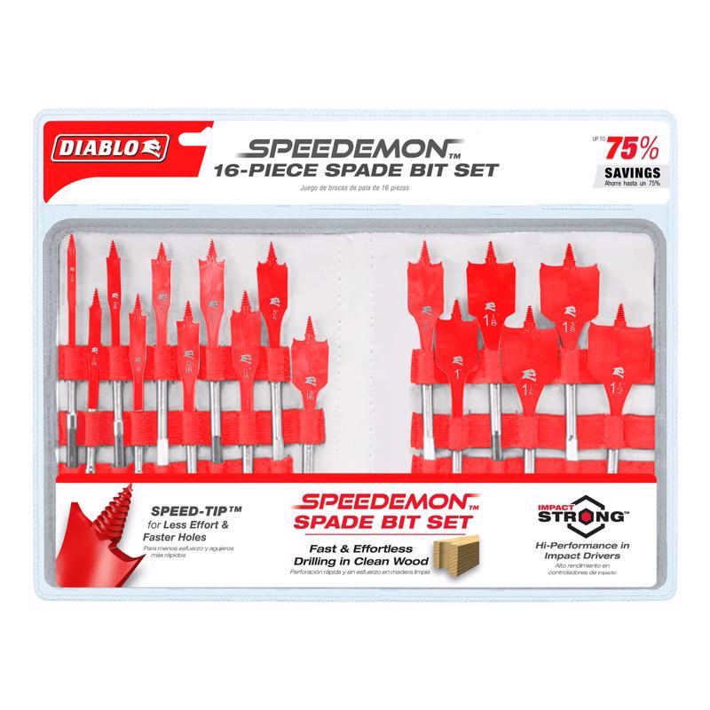 Diablo 6 in. L High Speed Steel Clean Wood Spade Bit Set Hex Shank 16 pc