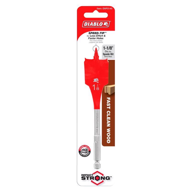 Diablo 1-1/8 in. X 6 in. L High Speed Steel Clean Wood Spade Bit Hex Shank