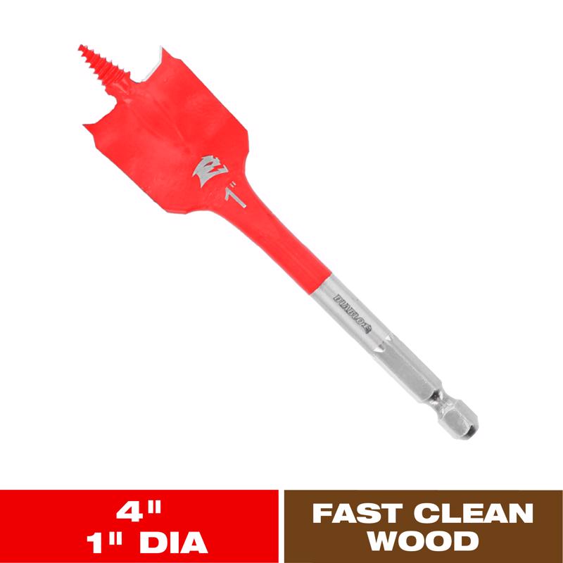 Diablo 1 in. X 4 in. L High Speed Steel Clean Wood Spade Bit Hex Shank