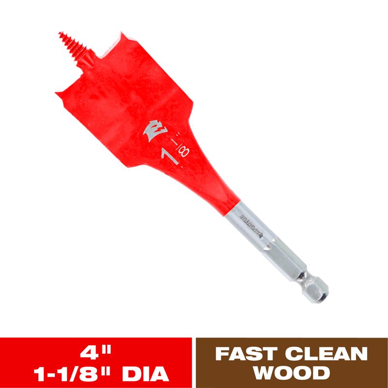 Diablo 1-1/8 in. X 4 in. L High Speed Steel Clean Wood Spade Bit Hex Shank