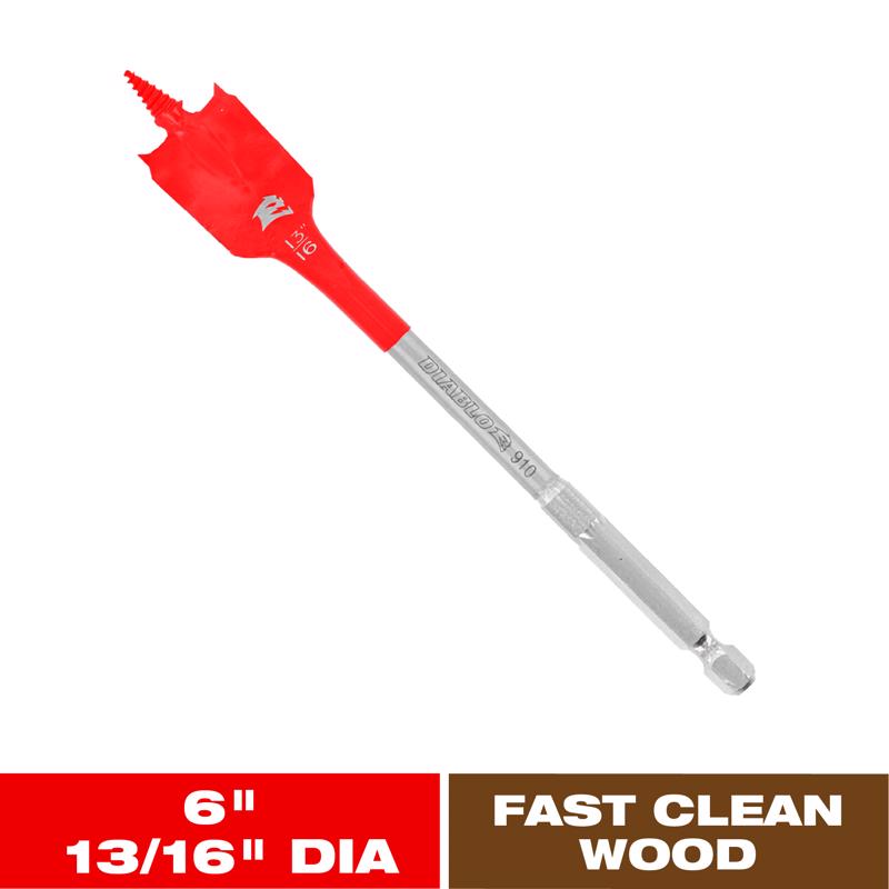 Diablo 13/16 in. X 6 in. L High Speed Steel Clean Wood Spade Bit Hex Shank