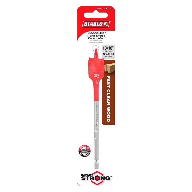 Diablo 13/16 in. X 6 in. L High Speed Steel Clean Wood Spade Bit Hex Shank