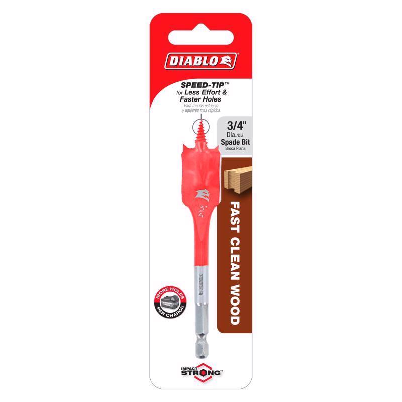 Diablo 3/4 in. X 4 in. L High Speed Steel Clean Wood Spade Bit Hex Shank