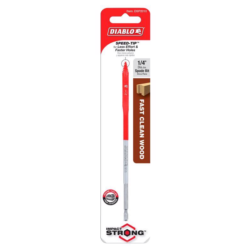 Diablo 1/4 in. X 6 in. L High Speed Steel Clean Wood Spade Bit Hex Shank