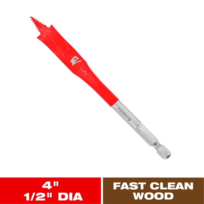 Diablo 1/2 in. X 4 in. L High Speed Steel Clean Wood Spade Bit Hex Shank