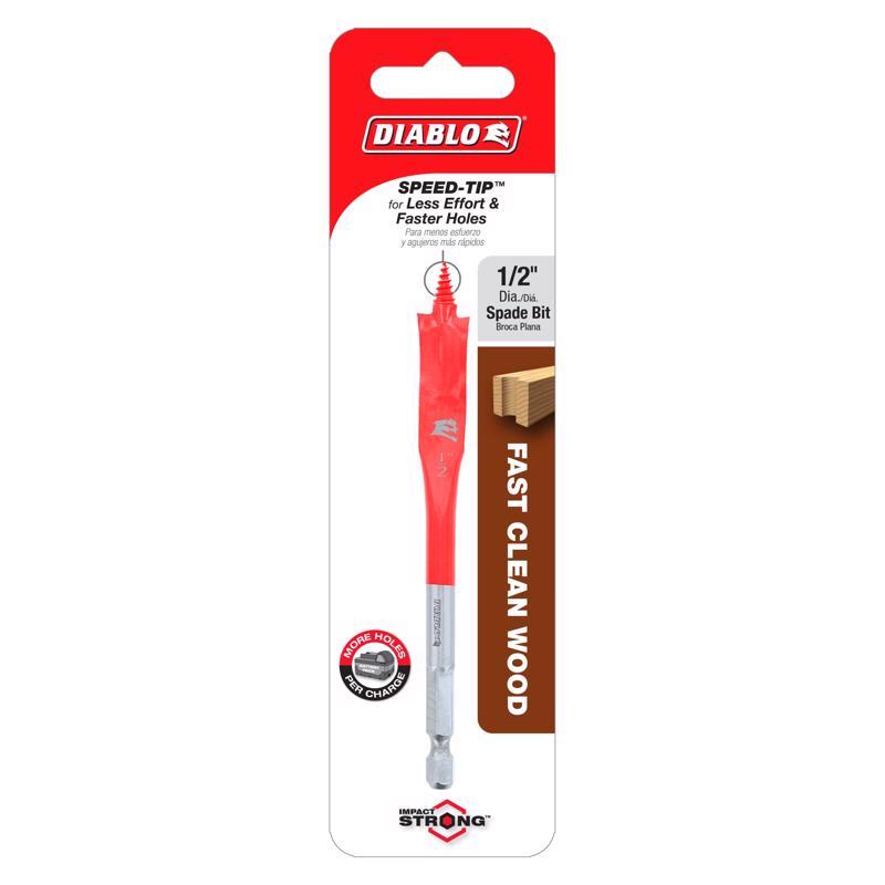 Diablo 1/2 in. X 4 in. L High Speed Steel Clean Wood Spade Bit Hex Shank