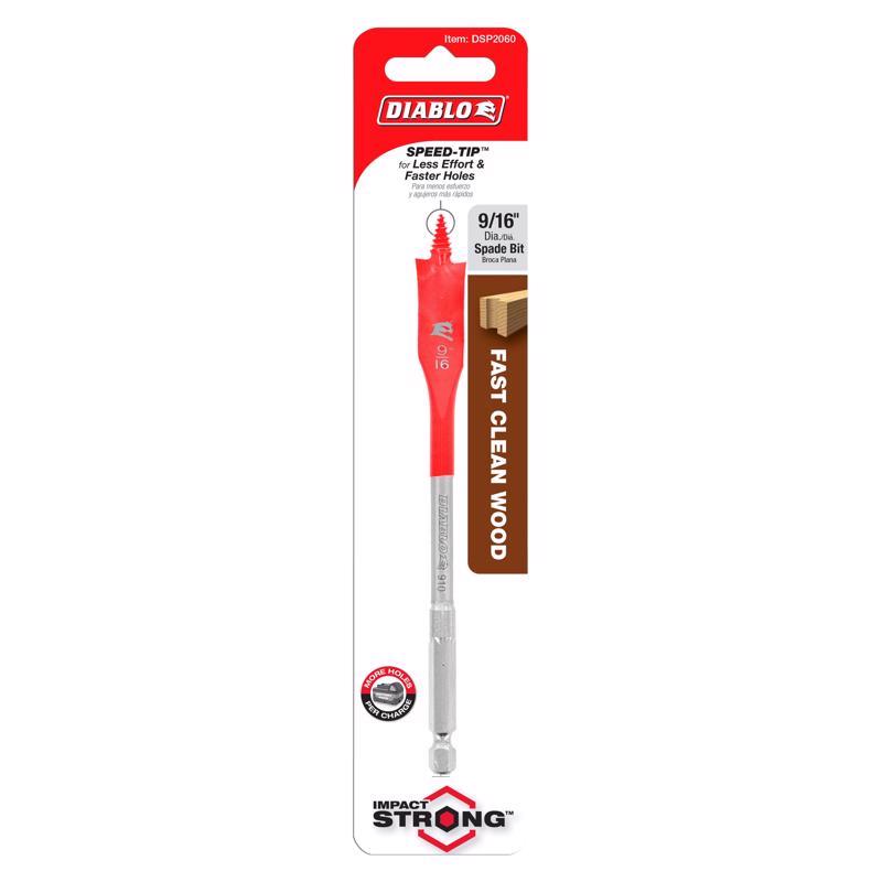 Diablo 9/16 in. X 6 in. L High Speed Steel Clean Wood Spade Bit Hex Shank