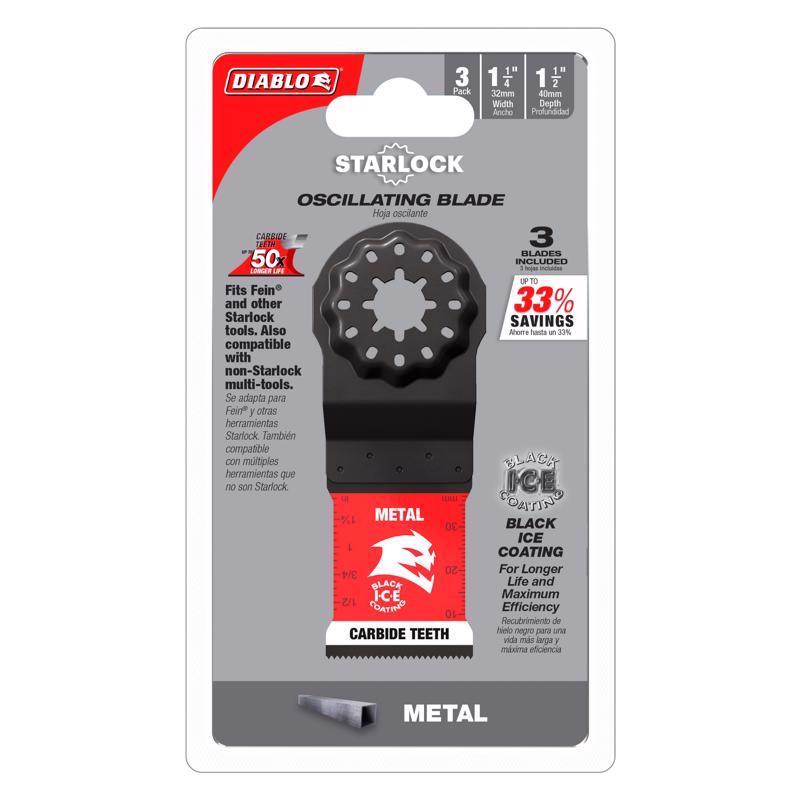 Diablo Starlock 1-1/4 in. W Carbide Oscillating Blade Metal 3 pk