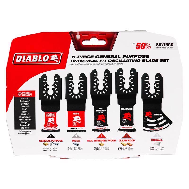 Diablo Carbide Oscillating Blade Set General Purpose Cuts 5 pc