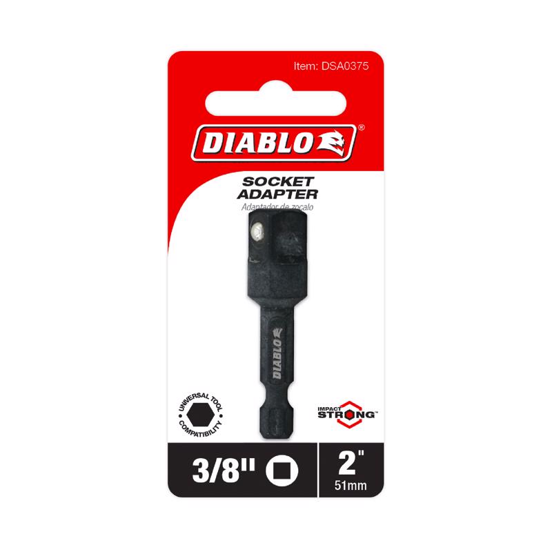 Diablo 2 in. L X 3/8 in. drive X 1/4 in. Square to Hex Socket Adapter