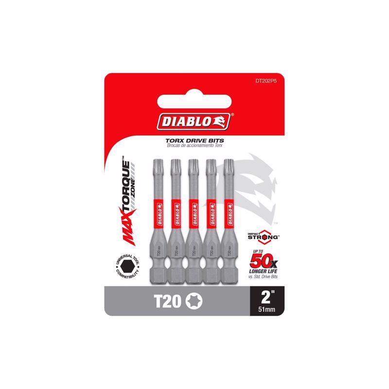 Diablo Torx #20 X 2 in. L Driver Bit Black Oxide 5 pk