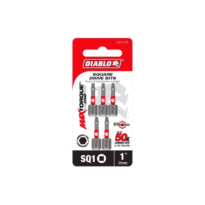 Diablo Square #1 X 1 in. L Driver Bit Black Oxide 5 pk