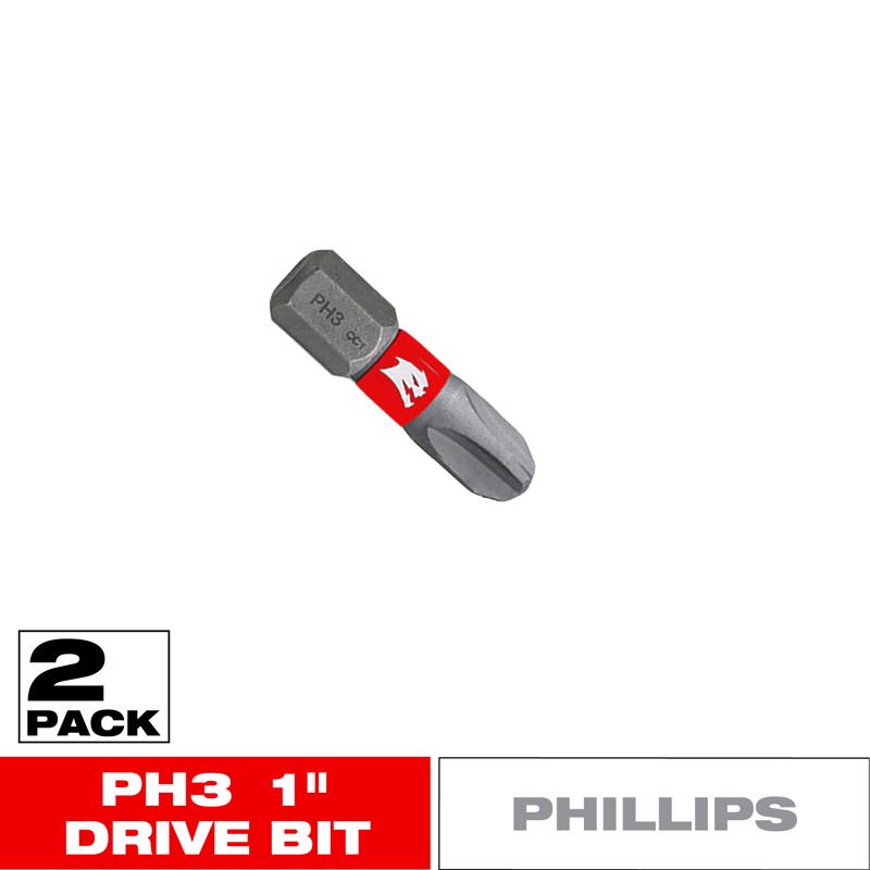 Diablo Phillips #3 X 1 in. L Driver Bit Black Oxide 2 pk