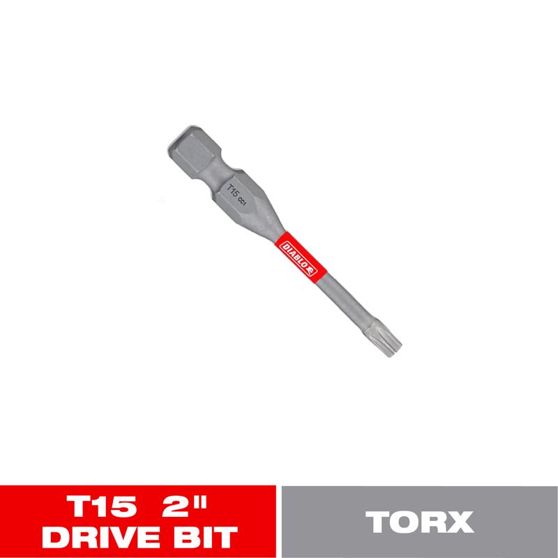 Diablo Torx #15 X 2 in. L Driver Bit Black Oxide