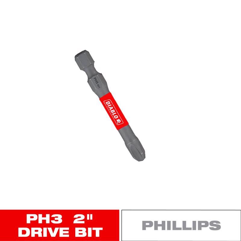 Diablo Phillips #3 X 2 in. L Driver Bit Black Oxide