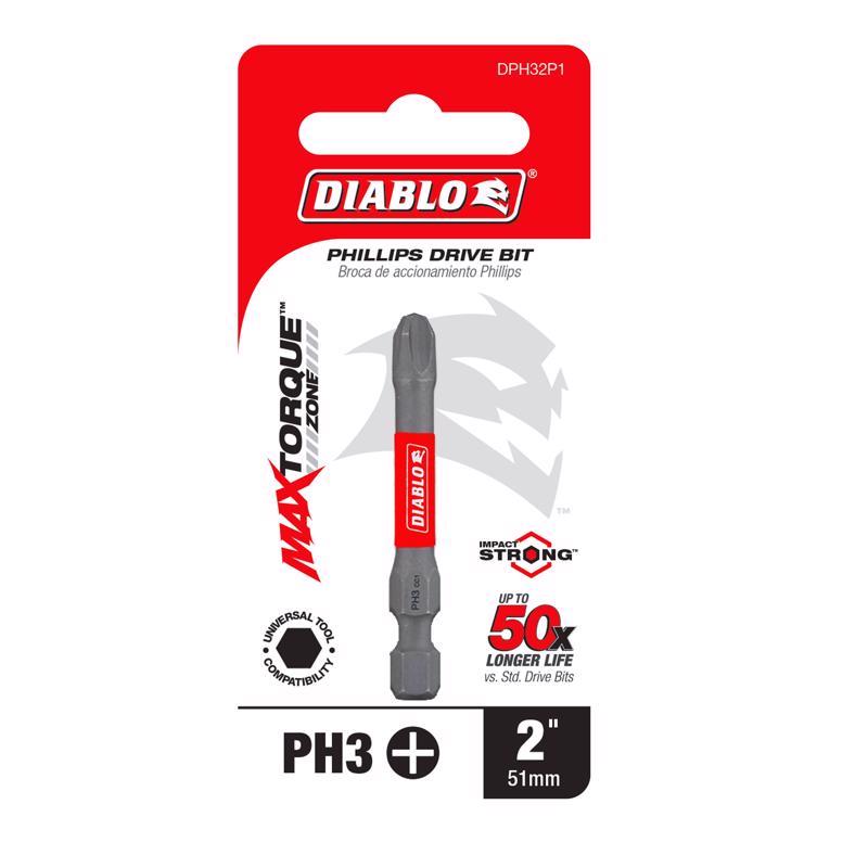 Diablo Phillips #3 X 2 in. L Driver Bit Black Oxide
