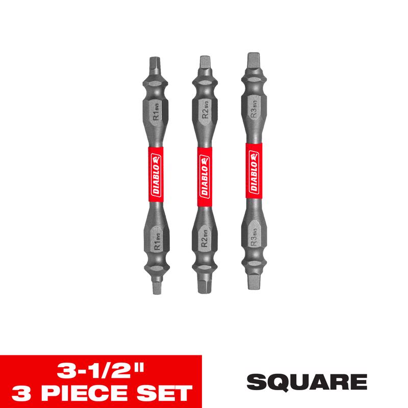 Diablo Square 2-1/2 in. L Double-Ended Screwdriver Bit Set Black Oxide 3 pc
