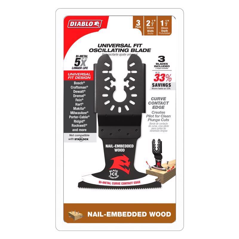 Diablo 2-1/2 in. W Bi-Metal Curve Contact Edge Oscillating Blade Nail-Embedded Wood 3 pk