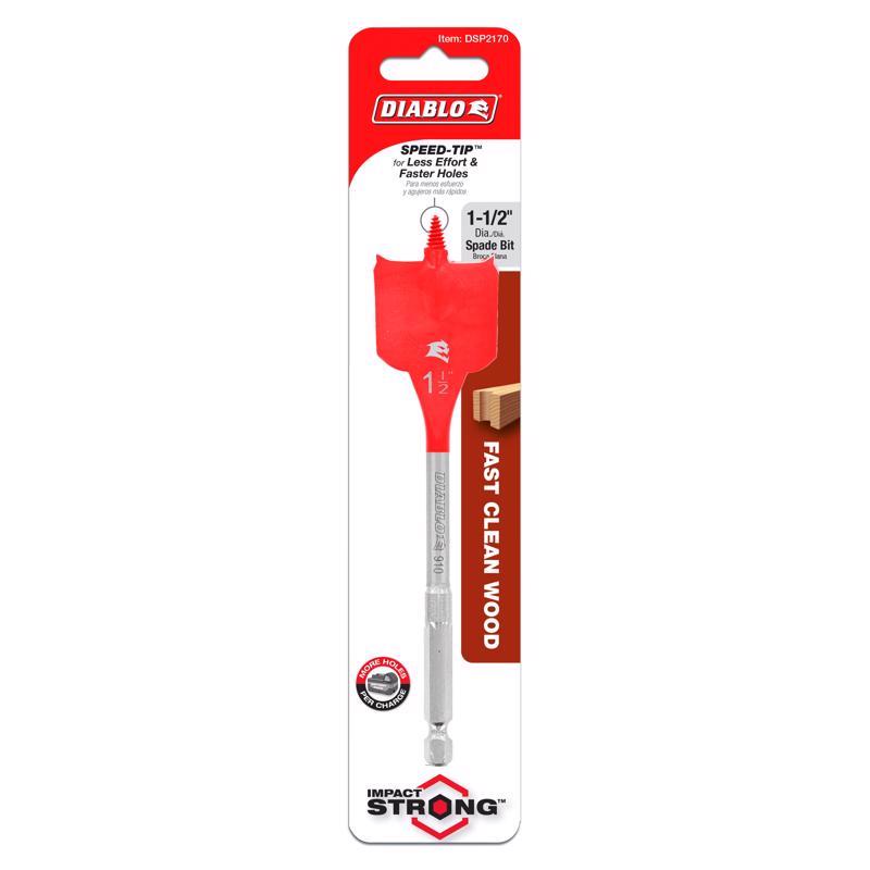 Diablo 1-1/2 in. X 6 in. L High Speed Steel Clean Wood Spade Bit Hex Shank
